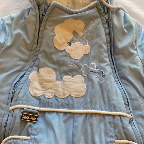 Rare Rothschild Vintage Snowsuit, hand covers, baby blue retro airplane puffer - Picture 4 of 16